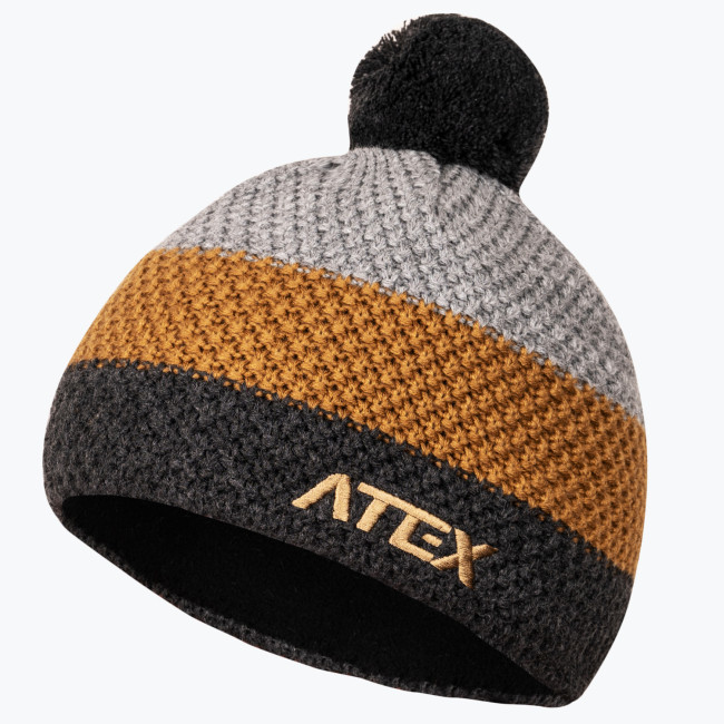Pletená čiapka KNIT karamelová pruhovaná
