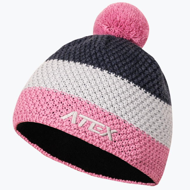 Dámska pletená čiapka KNIT pink stripe