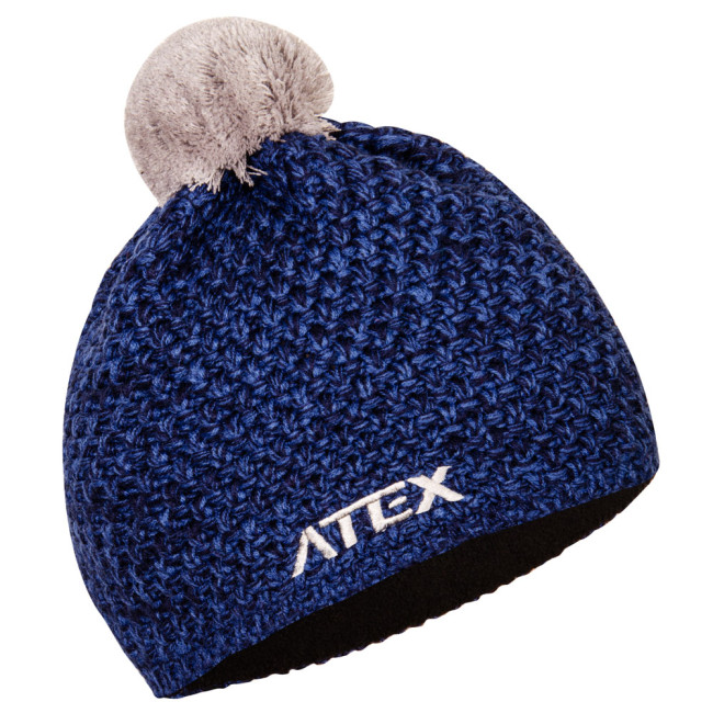 Pletená čiapka KNIT modrá-melange