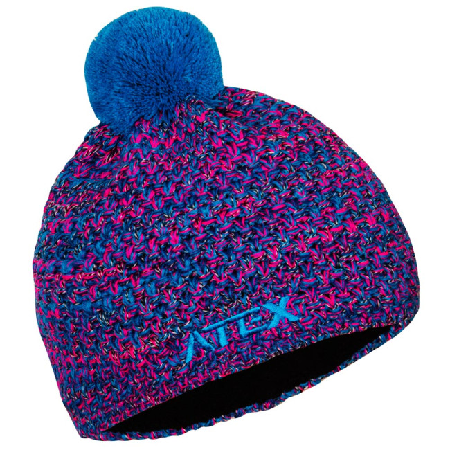 Pletená čiapka KNIT tyrkysovo-ružová melange