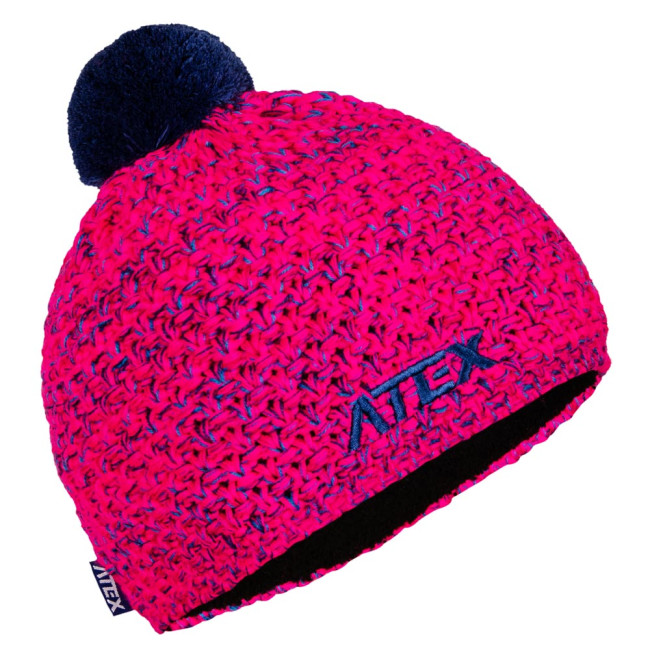 Pletená čiapka KNIT neon-ružová-melange